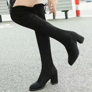 여성 소프트 스웨이드 슬릭라인 롱부츠 LK-R77T