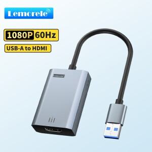 Lemorele USB to HDMI 어댑터 호환 변환기 1080P Male Female 외부 그래픽 비디오 카드 케이블
