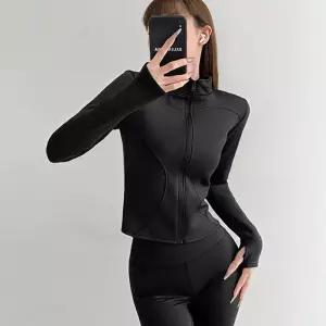 여성 운동 헬스 트레이닝 하이넥 디자인 기모 안감 슬림 트레이닝 집업 상의