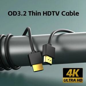무게추 휴대용 초박형 HDTV 케이블  유연한 얇은 HDMI 2.0 코일  OD 3.2mm  4K @ 60hz  1FT