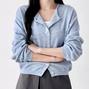 여성 루즈핏 간절기 아우터 레이어드 라운드넥 부드러운 울니트 가디건