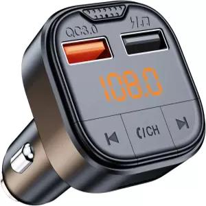자동차용 블루투스 어댑터 FM 송신기 MP3 플레이어 QC3.0 모든 스마트폰 오디오 TF/SD 카드 및 USB 지원