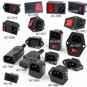 23 핀 IEC320 C14 전원 소켓 LED 250V 로커 스위치 황동 10A C6 퓨즈 입구 플러그 커넥터 컴퓨터 마운트 콘