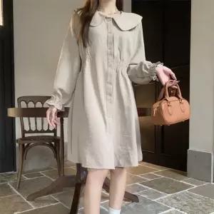 [STYLELUX]심플한 빅카라 언발 밴딩 캐주얼 원피스 데일리 셔츠 미니 봄원피스 가을 프릴 베이직