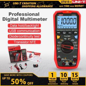 UNI-T 멀티미터 디지털 UT61E Plus 시리즈 True RMS 1000V 자동 범위  휴대용  테스터 전압계 AC/DC