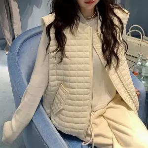 G126981 베베퀼팅 허리밴딩 누빔조끼 여성경량 패딩조끼