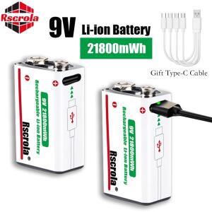 장 지속되는 9V 리튬 이온 충전식 배터리 21800mWh 고용량 기타 마이크 감지기 페달용 케이블 포함