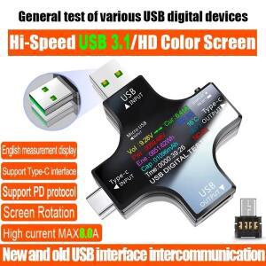 USB 테스터 DC Type-C 디지털 전압계 암페어  감지기 보조베터리 충전기 용량 측정기 8.0A