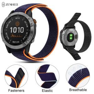 Garmin호환 Fenix 6 6S 6X Pro 5 5S Plus 7 7S 7X 8 용 교체 시계 밴드 20/22/26mm 짠 나일론 스트랩