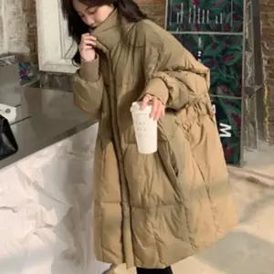 여성 하이넥 실용성 아우터 심플 데일리 포근 가벼운 미디 롱 패딩 겨울 점퍼