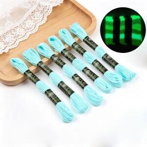 야광 자수실 8m/개 6개/세트 6가닥 실 크로스 스티치 DIY 키트 바느질용