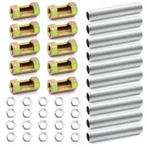 10세트 램프 파이프 수리 키트에는 M10x30 헥사곤 오픈 너트 M10x50 스레드 니플 M10 잠금 DIY 샹들리에