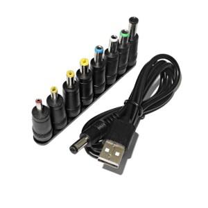 범용 USB-DC 5.5x2.1mm 전원 케이블 CCTV 카메라 TV 박스 라우터 스피커용 8개의 교체 가능 커넥터가 있는