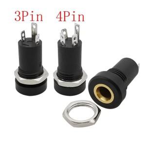 3/4 핀 오디오 잭 소켓 폴 스테레오 솔더 패널 마운트  3.5mm 헤드폰 암 커넥터  PJ392A 용 너트 포함