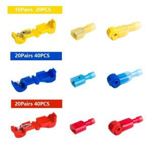 100피스/50pairs T-탭 와이어 커넥터  T 탭 전기 고속 스플라이스 및 절연 수 연결 해제