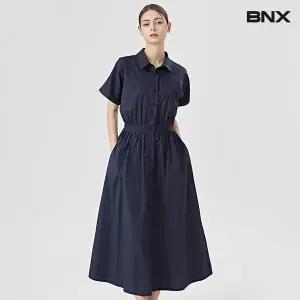 BNX ~77까지 89000원ㅣ소매 롤업 셔링 카라 롱 반팔 원피스 (BV2OP030L0)141735