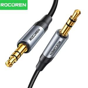 Rocoren 3.5mm 남성-남성 오디오 Aux 케이블 헤드폰 용 나일론 꼰 코드 자동차 컴퓨터 TV 사운드 박스 태블