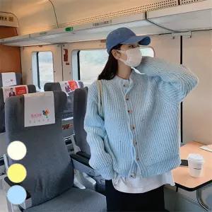 컬러풀 여성 포인트 라운드넥 가디건 ERK-247