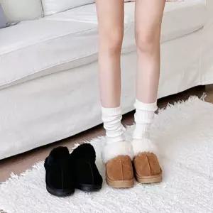 여성 따뜻한 푹신 양털 안감 겨울 부드러운 스웨이드 한파 퍼 슬리퍼