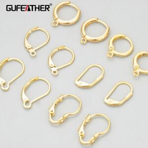 GUFEATHER MF72 쥬얼리 액세서리  18k 금 로듐 도금  구리  수제 참  걸쇠 후크  제작  20 개/로트
