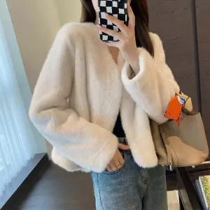 퍼자켓 모피 부클조끼 밍크퍼 울코트 겨울패딩 여성 무스탕베스트 양털 데일리룩 포근한 자켓