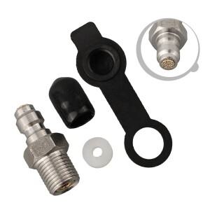 M10x1 수형 어댑터 및 더스트 캡이 있는 8mm 호스용 스테인레스 스틸 공압 퀵 커플러 키트 실버+블랙