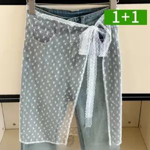 오엠티 1+1 시스루 레이어드 스커트 프릴 레이스 랩 스커트141652