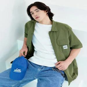 리 투포켓 나일론 반팔 셔츠 카키 LE2502SS06KH