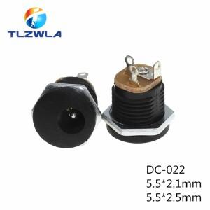 10피스 DC-022 5.5x2.1MM DC 전원 소켓 3 핀 5.5x2.5mm 나사 너트 커넥터 둥근 구멍 인터페이스 패널