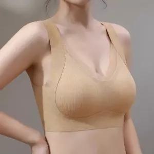 이너웨어 요가브라탑 러닝 홑겹 여성 끈나시 패드일체형 여름여자속옷 후크없는 노와이어자 브라