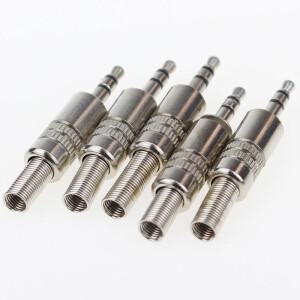 5개 3.5mm 3극 스테레오 금속 플러그 커넥터 납땜 와이어 터미널이 있는 및 잭 어댑터