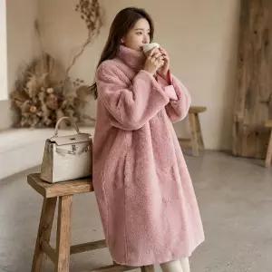 롱코트 빅사이즈여성 여자롱 루즈핏무스탕 페이크퍼 외출용 모직 겨울 떡볶이 2가지 코트