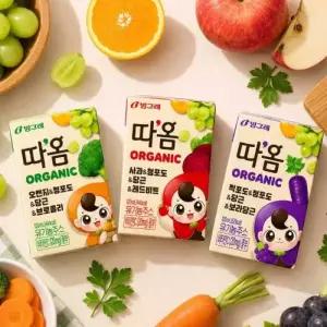 빙그레 따옴 유기농주스 사과/오렌지/적포도 120ml 48팩