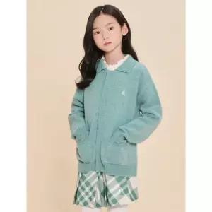 빈폴 키즈 BI495AU01M_JS 아동 가디건 유아 셔틀랜드 울 혼방 칼라 집업 카디건 그린 LE1217806013