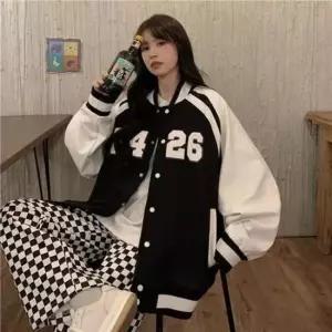 후스레이디 여성 배색 야구점퍼