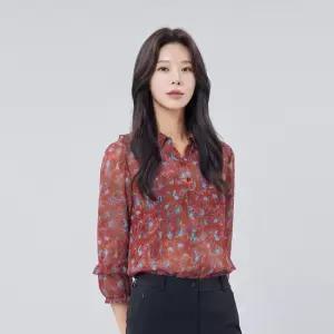 PAT 프린트 쉬폰 티블라우스_1J62505