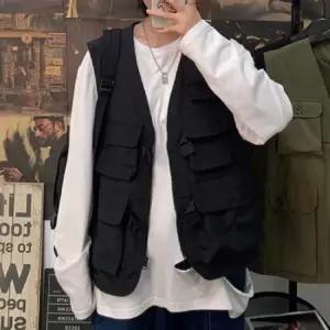 남성 블랙 카고 공용 조끼 자켓 DMG-VEA-QOH02657436
