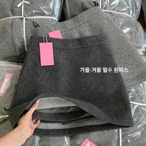깜2 여성 자유월착 그레이 모직 스커트 봄가을 노출 방지 A라인 힙업