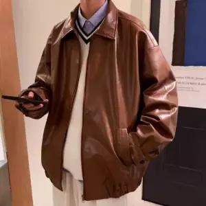 무드 오버핏 데일리 캐주얼 아우터 빈티지 레더 재킷