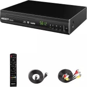블루레이 DVD 플레이어 WISCENT 풀 HD 1080p 홈 시어터 시스템 지역 A/1 동축 오디오/HDMI/AV 출력 USB
