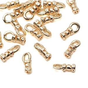 PearLane 18K 골드 도금 매듭 커버 코드 엔드 캡, 3x7mm, 보석 제작용 0.9mm 구멍
