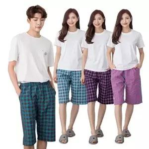 [셀러허브]포이 선염 7부 커플파자마/잠옷/홈웨어/면파자마/파자마바지 (S50614369)