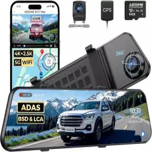 ADAS가 탑재된 AZDOME 12인치 4K+2.5K 후방 미러 대시캠 64GB 카드 포함 번호판 인식 BSD 및 LCA 알림 음성