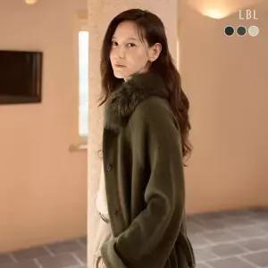 (26FW) 라쿤울 블렌디드 Fox fur 이중직 니트코트
