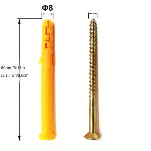 50세트 8 x 60mm 리브드 플라스틱 드라이월 앵커 키트-스크류 포함 벽 앵커-플라스틱 셀프 드릴링 모음