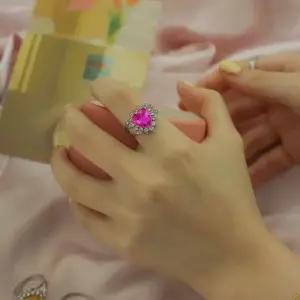 [미라클세븐]신상오픈런 빅 크리스탈 큐빅 하트 스톤 반지 포인트 아이템 심플