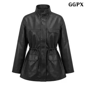 [GGPX]컨템포러리 페이크 레더 스트링 자켓 (GQCJK015D)