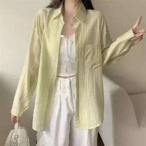 자외선 차단 UV 차단 텐셀 소재 얇은 셔츠 여성용 패션 캐주얼 여름(5color)