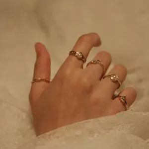 [옷자락]옷자락 미니멀 엔틱 진주 무드 반지세트 5pcs 레이어드