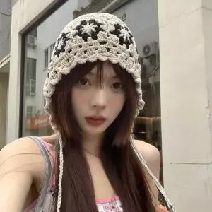 뜨개질 니트 두건 레그 스카프 시스루 블랙 얇은 여성